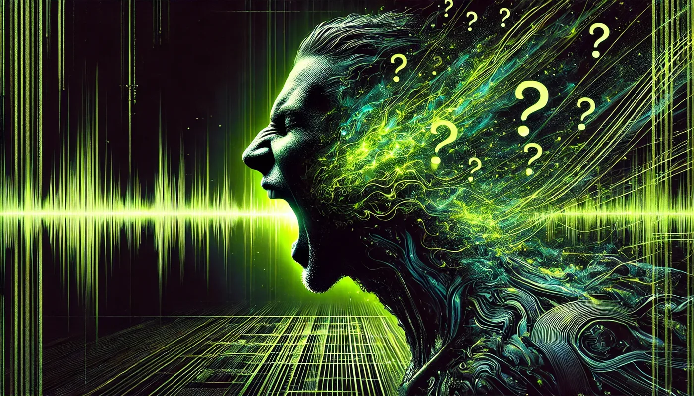 Neon scream over digital grid